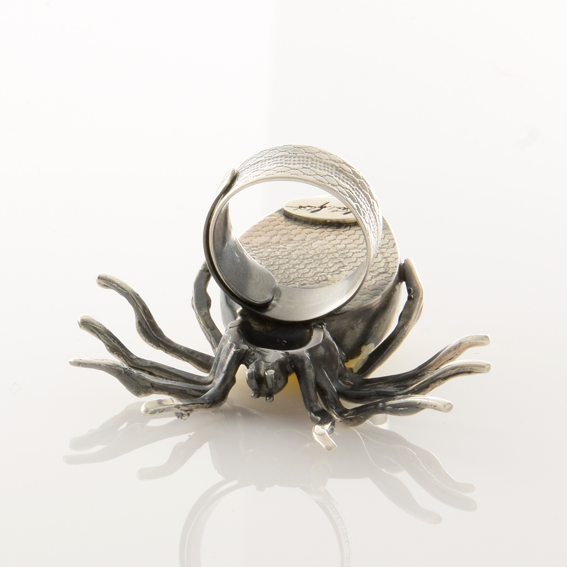 Sterling Silver Baltic Amber Spider Ring Image 4